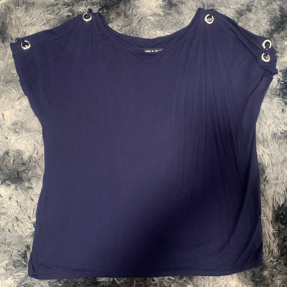 Navy blue with silver design on shoulders size XL